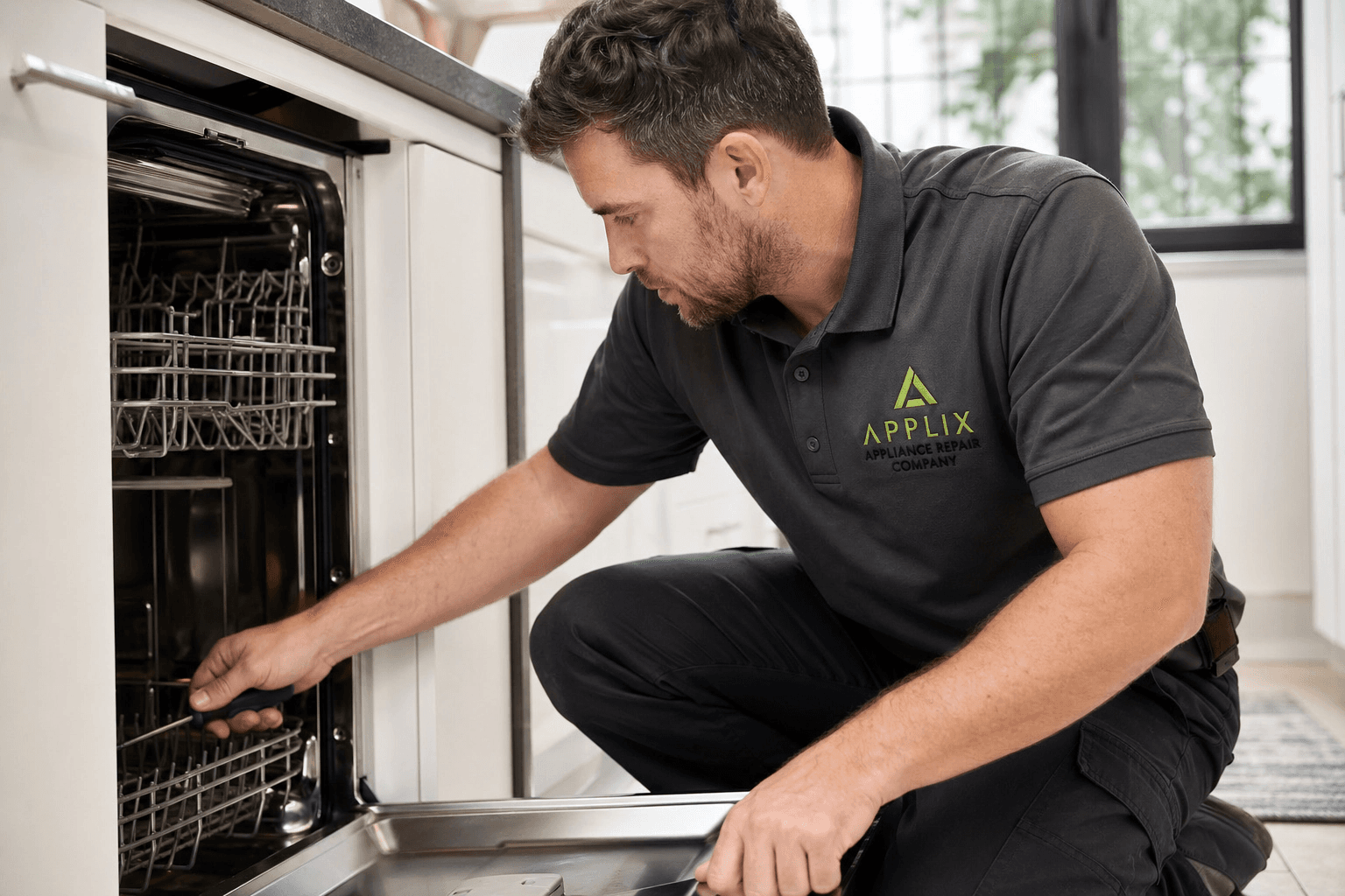 Technician repairing dishwasher repair in Staten Island