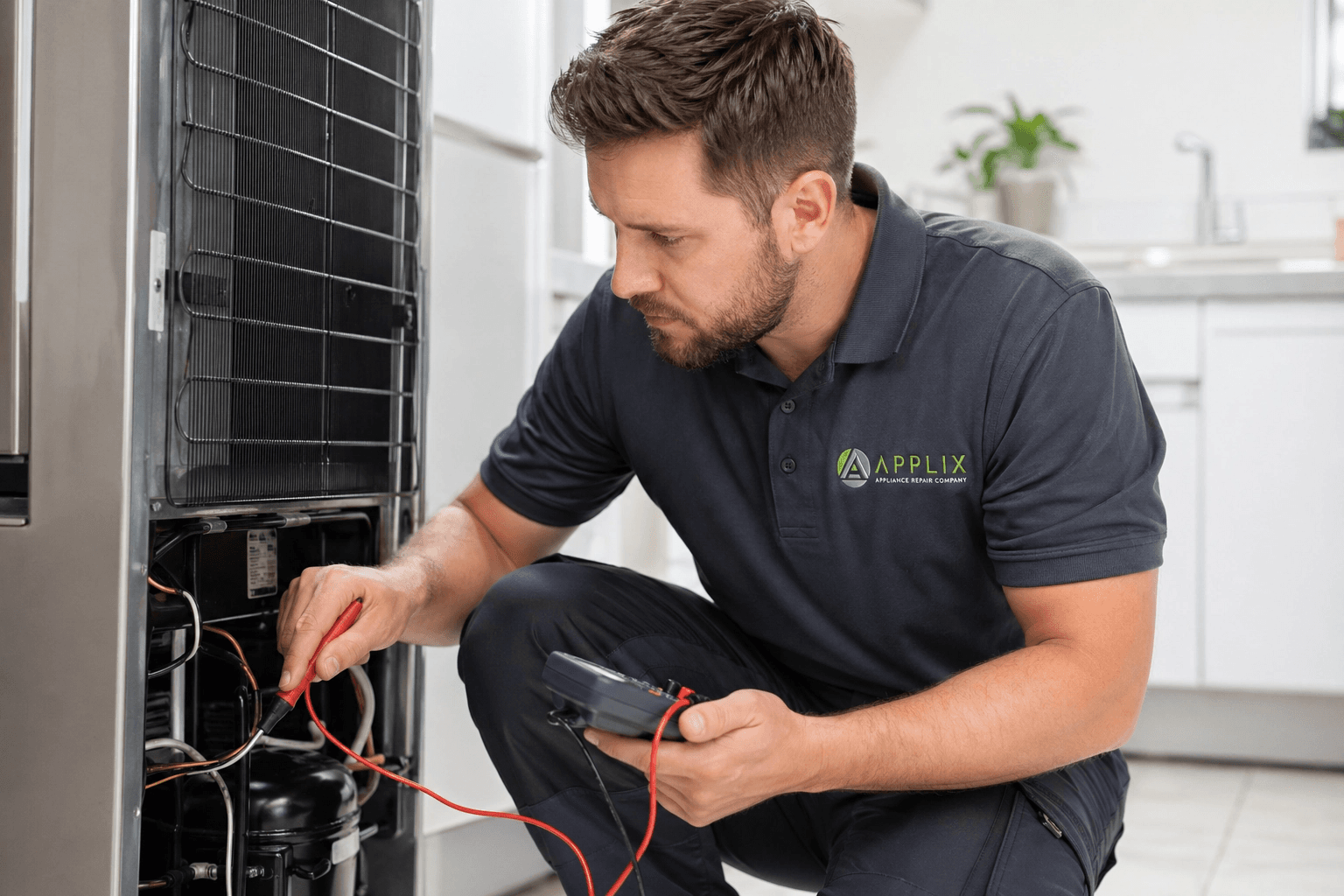 Technician repairing refrigerator repair in Staten Island