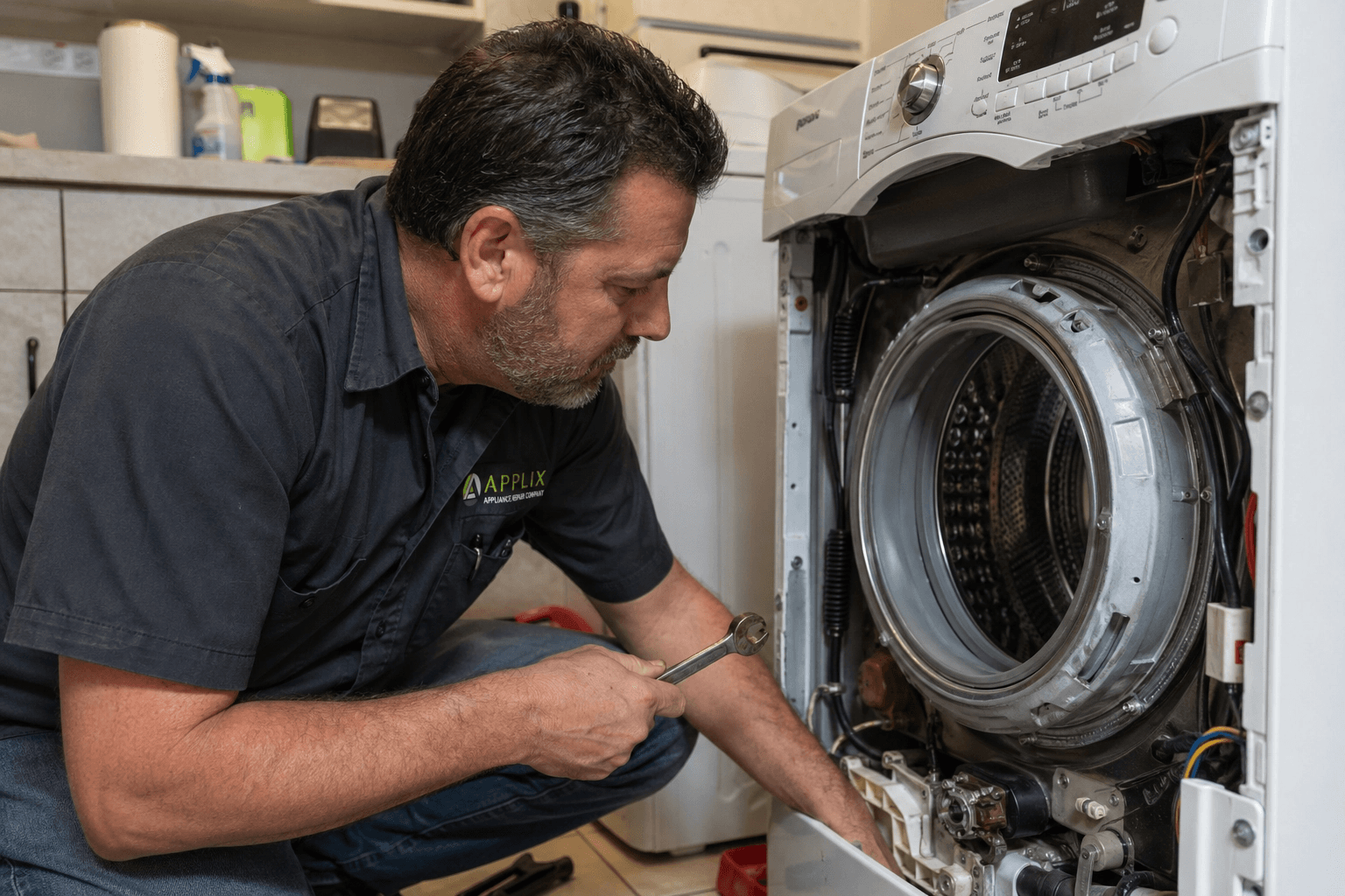 Technician repairing washer repair in Staten Island